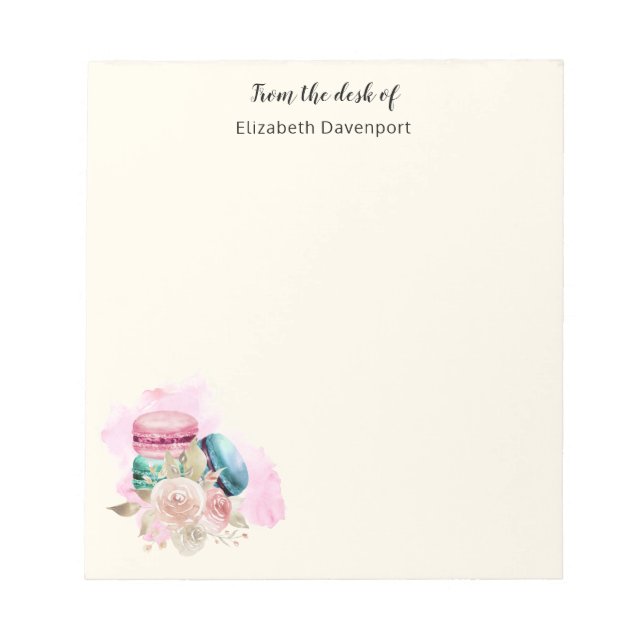 Bloco De Notas Macarões e Flores Coloridos Aquarela (Frente)