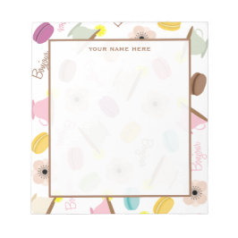 Bloco De Notas Macarões Franceses Anêmonas e Equipes Notepad