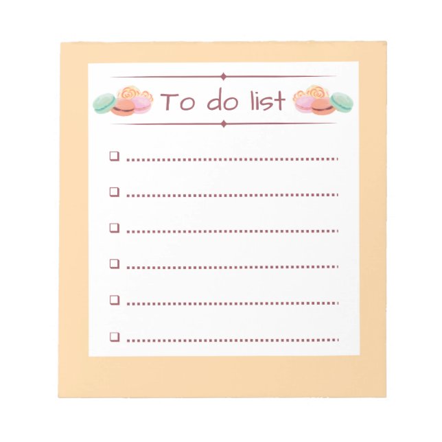 Bloco De Notas Macaron Themed To Do List Notepad (Frente)