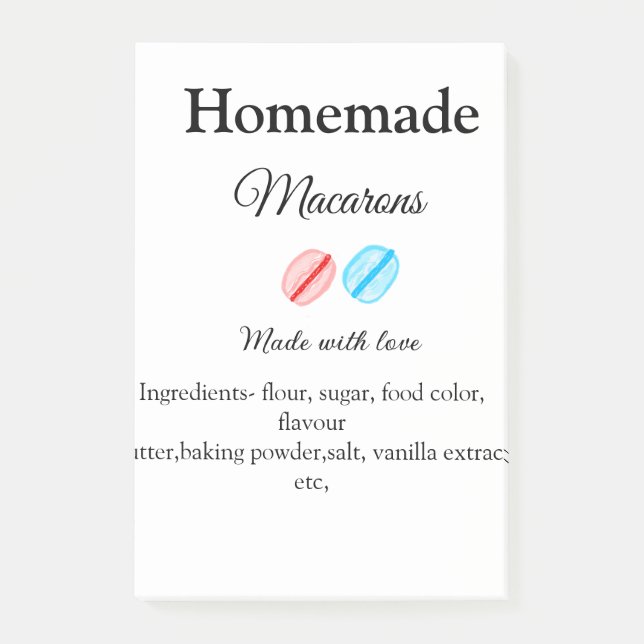 Bloco De Notas Macarons caseiros adicionam ingredientes feitos co (Frente)