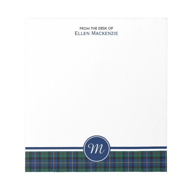Bloco De Notas MacLeod do Skye Clan Tartan Monograma (Frente)