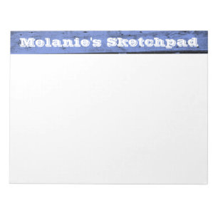 Bloco De Notas Madeira Azul Com Grande Folha De Esquema