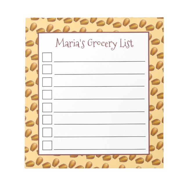 Bloco De Notas Madeleines French Pâtisserie Bakery Sponge (Frente)