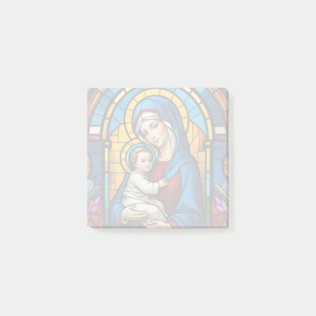 Bloco De Notas Mãe Abençoada Mary e Jesus Bebê - Virgem Maria (Frente)