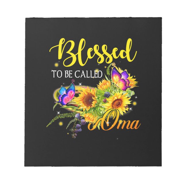 Bloco De Notas Mãe Arte Abençoada A Ser Chamada Oma Sunflower (Frente)