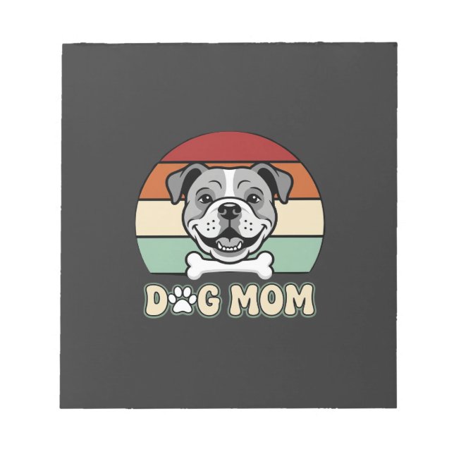 Bloco De Notas Mãe de Cachorro Retro Bulldog Vector (Frente)