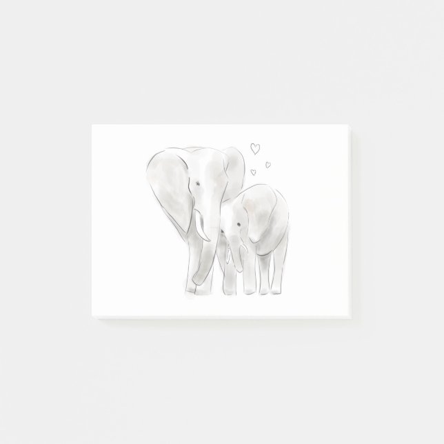 Bloco De Notas mãe de elefante e aquarela de esboço de bebês com (Frente)