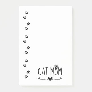Bloco De Notas Mãe de Gato Minimalista Impressão de Pata de Coraç