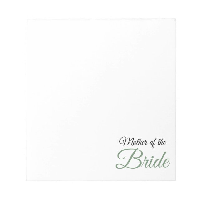 Bloco De Notas Mãe do Bride Script Green (Frente)