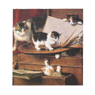 Bloco De Notas Mãe Gato e Gatinhos na Mesa