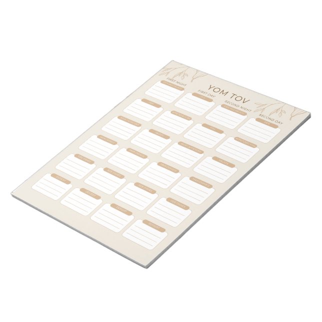 Bloco De Notas Mãe Judaica Ocupada Yom Tov Meal Planner (Inclinado)