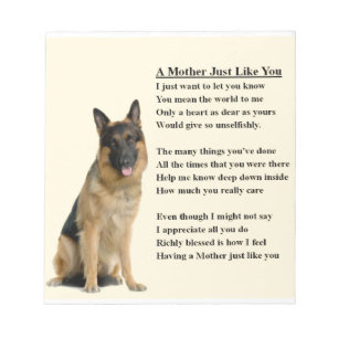 Bloco De Notas Mãe Poema - Design German shepherd