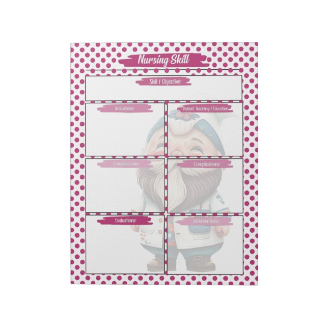 Bloco De Notas Magenta Dr. Gnome Enfermando Estudante Habilidades (Invertido)