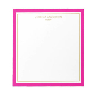 Bloco De Notas Magenta Elegante Dourada Personalizada