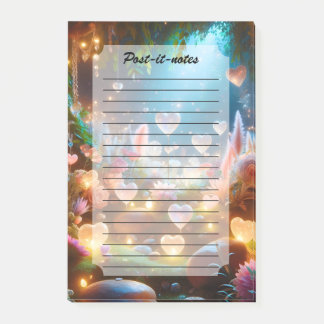 Bloco De Notas Magical Glowing Flowers Heart Garden 