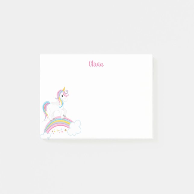 Bloco De Notas Magical Rainbow Unicorn Personalizado (Frente)