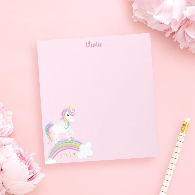 Bloco De Notas Mágico Rainbow Unicorn Pink Personalizado (Criador carregado)