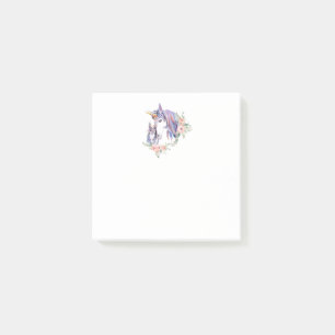 Bloco De Notas Mágico Unicórnio Mãe e Baby Watercolor