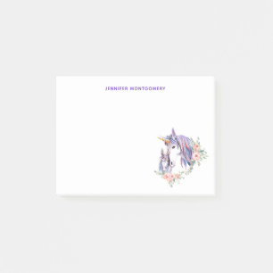 Bloco De Notas Magnética Unicorn Mãe e Bebê Watercolor
