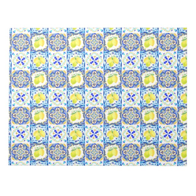 Bloco De Notas Maiolica Mediterrânica Limon Azulejos (Frente)