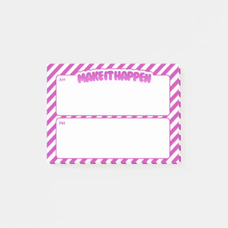 Bloco De Notas Make It Happen AM/PM Sticky Notes – Pink Stripes