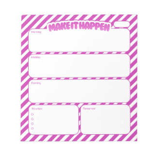 Bloco De Notas Make It Happen Pink Striped Daily Planner Notepad