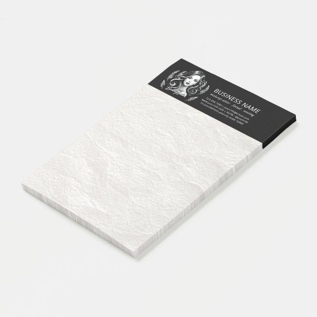 Bloco De Notas Makeup Artist Hair Stylist Modern Black White Dour (Inclinado)