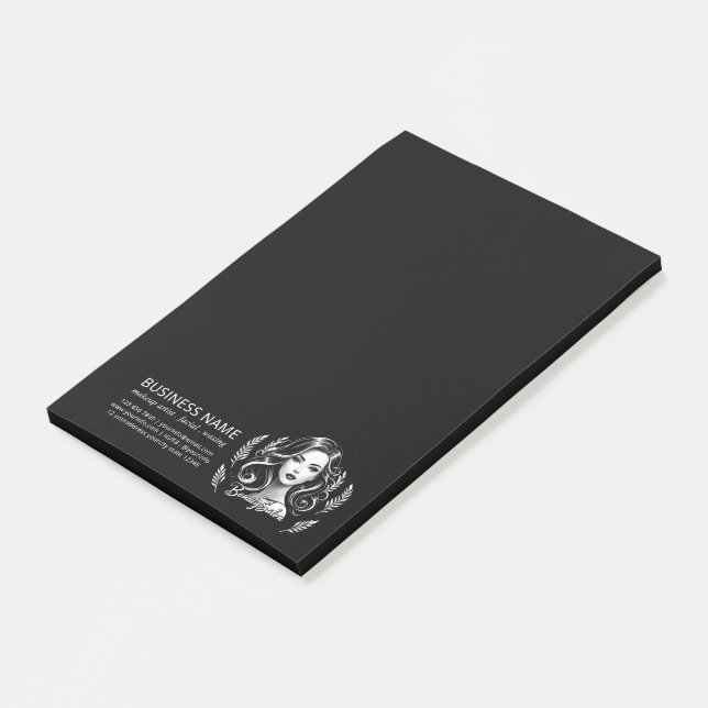 Bloco De Notas Makeup Artist Hair Stylist Modern Black White Dour (Inclinado)