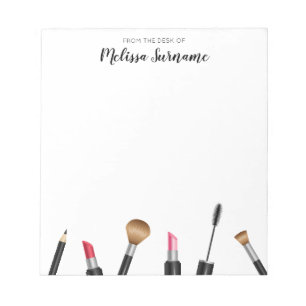 Bloco De Notas Makeup Mascara, Lipstick, lápis, pincéis, pincé