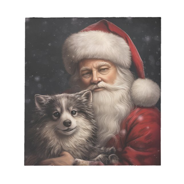 Bloco De Notas Malamute do Alasca com Natal de Papai Noel (Frente)