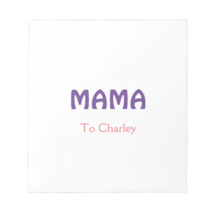Bloco De Notas Mama feliz mães retro roxo adicionar nome texto vi