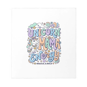 Bloco De Notas Mama Unicórnio Energia Kawaii Desenho Vetorial_1