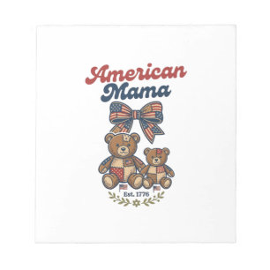 Bloco De Notas Mamãe Americana Urso Patriótico Remendo Vetorial D