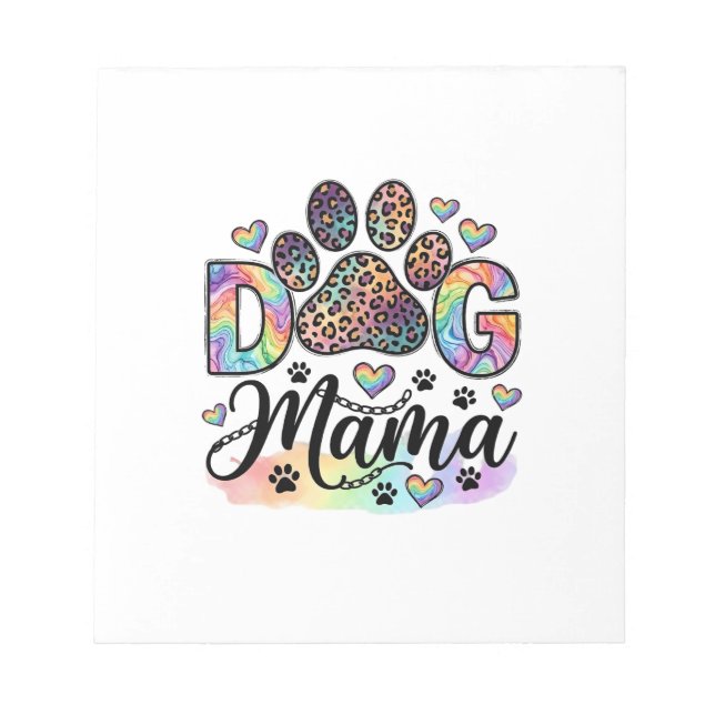Bloco De Notas Mamãe Cachorro Pata Leopardo Arco-íris Aquarela Co (Frente)