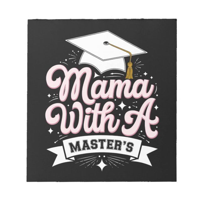 Bloco De Notas Mamãe Com Diploma De Mestrado Dia De Formatura (Frente)