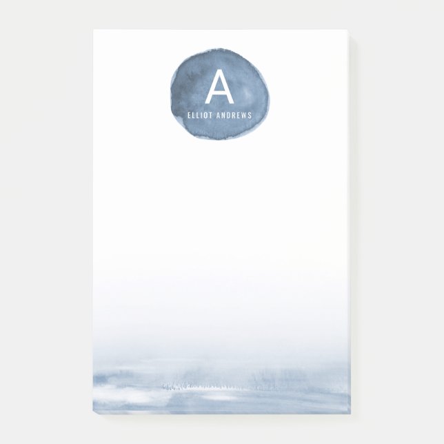 Bloco De Notas Mancha | da água azul personalizado (Frente)