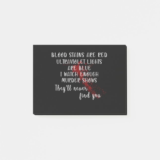 Bloco De Notas manchas de sangue são vermelhas, luzes ultraviolet (Frente)