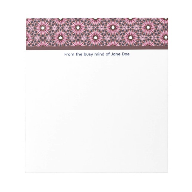 Bloco De Notas Mandala Boho de Pena Rosa (Frente)