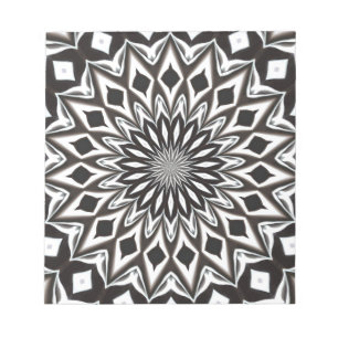 Bloco De Notas Mandala decorativa preto e branco