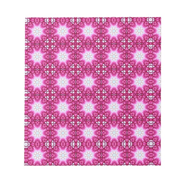 Bloco De Notas Mandala Fractal Rosa - impressão floral (Frente)