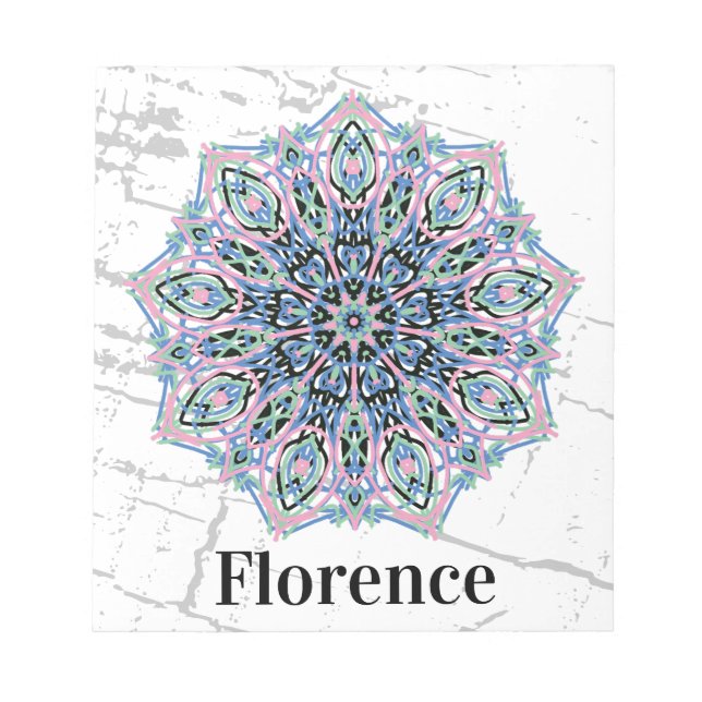 Bloco De Notas Mandala. Grunge style with personalized name. (Frente)