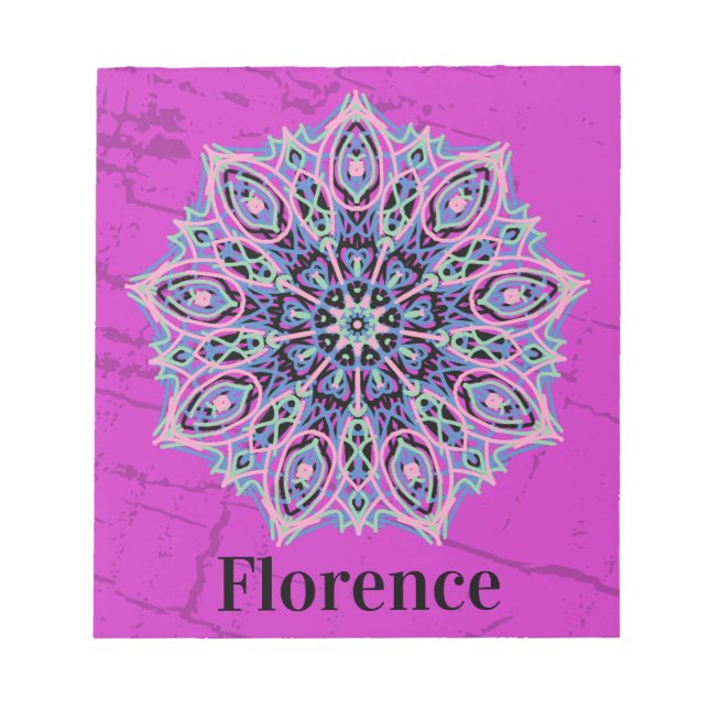 Bloco De Notas Mandala. Grunge style with personalized name. (Frente)