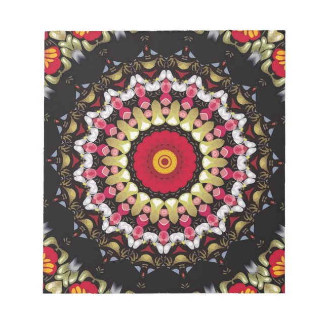 Bloco De Notas Mandala Mágico Preto e Vermelho (Frente)