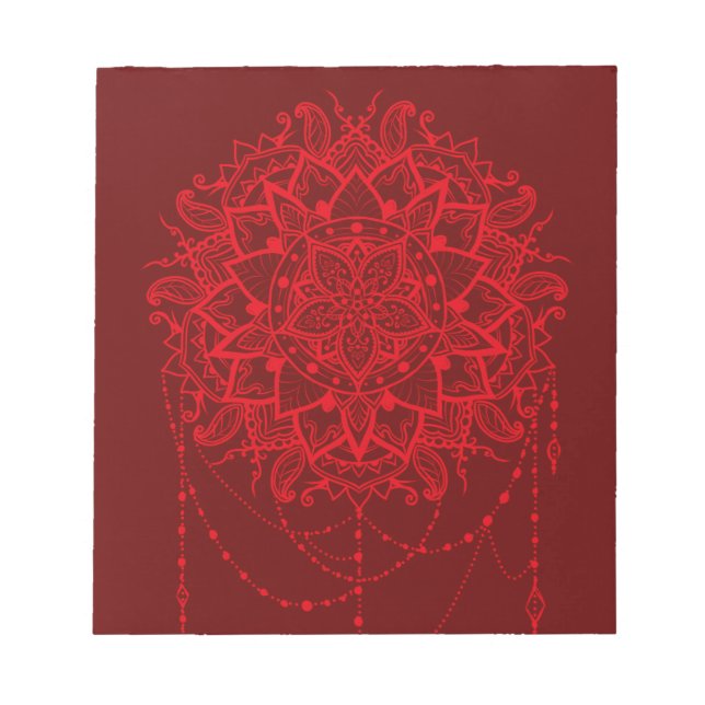 Bloco De Notas Mandala red maroon Indian (Frente)