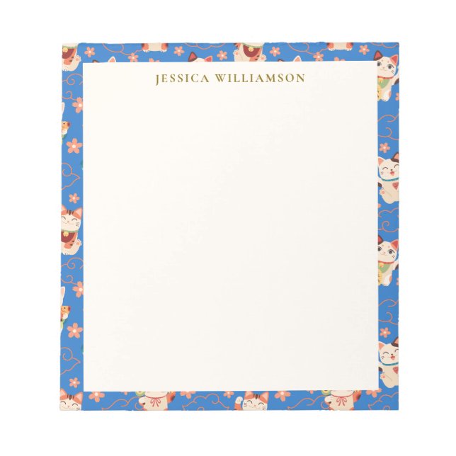 Bloco De Notas Maneki Neko Lucky Cats Personalized Name (Frente)