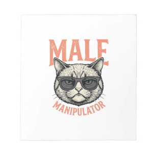 Bloco De Notas Manipulador Masculino Camisa Vintage Óculos de Sol