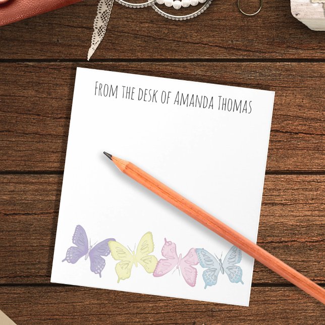 Bloco De Notas Manteiga Personalizada Borboletas Pastel (Pastel butterflies custom notepad)
