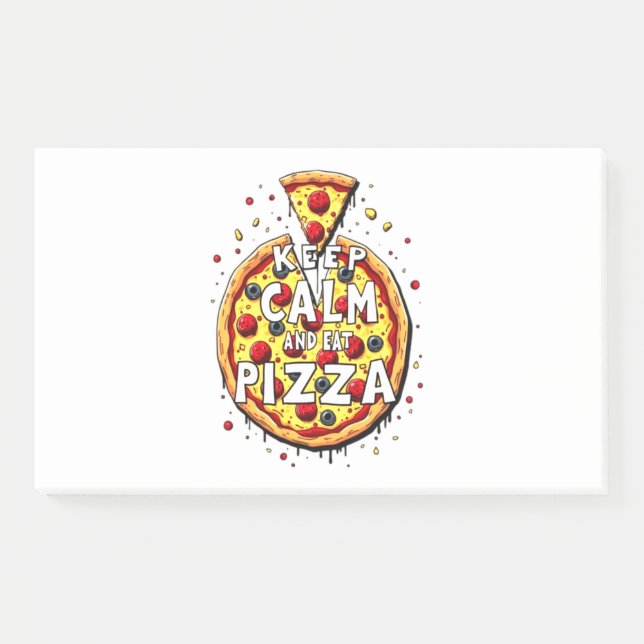 Bloco De Notas Mantenha calma e coma pizza: Design perfeito para  (Frente)