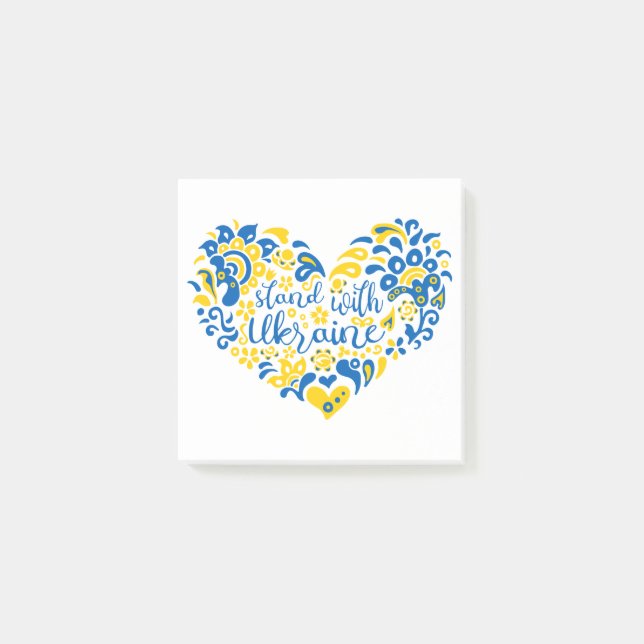 Bloco De Notas Mantenha-se firme com a Ucrânia, com as letras e o (Frente)