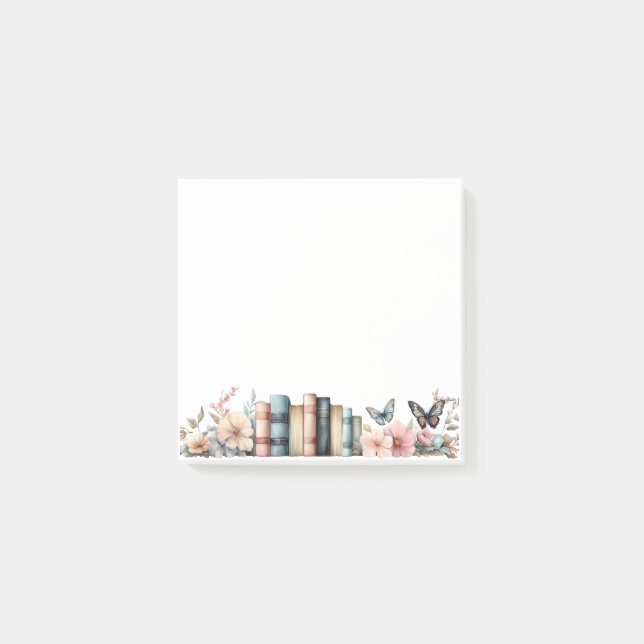 Bloco De Notas Manuais de Borboleta Floral de Aquarela (Frente)